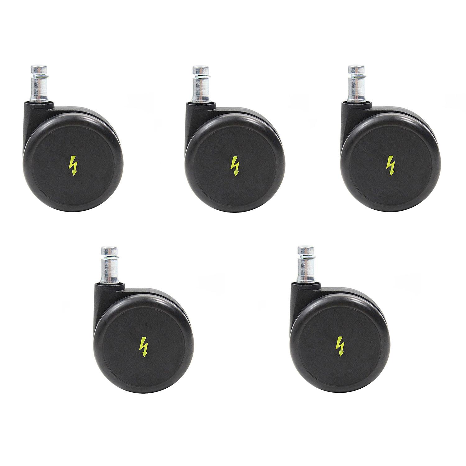 Bürostuhlrollen Rolo Esd Schwarz Ø 6,5 cm 5er-Set - Schwarz, Basics, Kunststoff/Metall (5/7/6,5cm) - MID.YOU