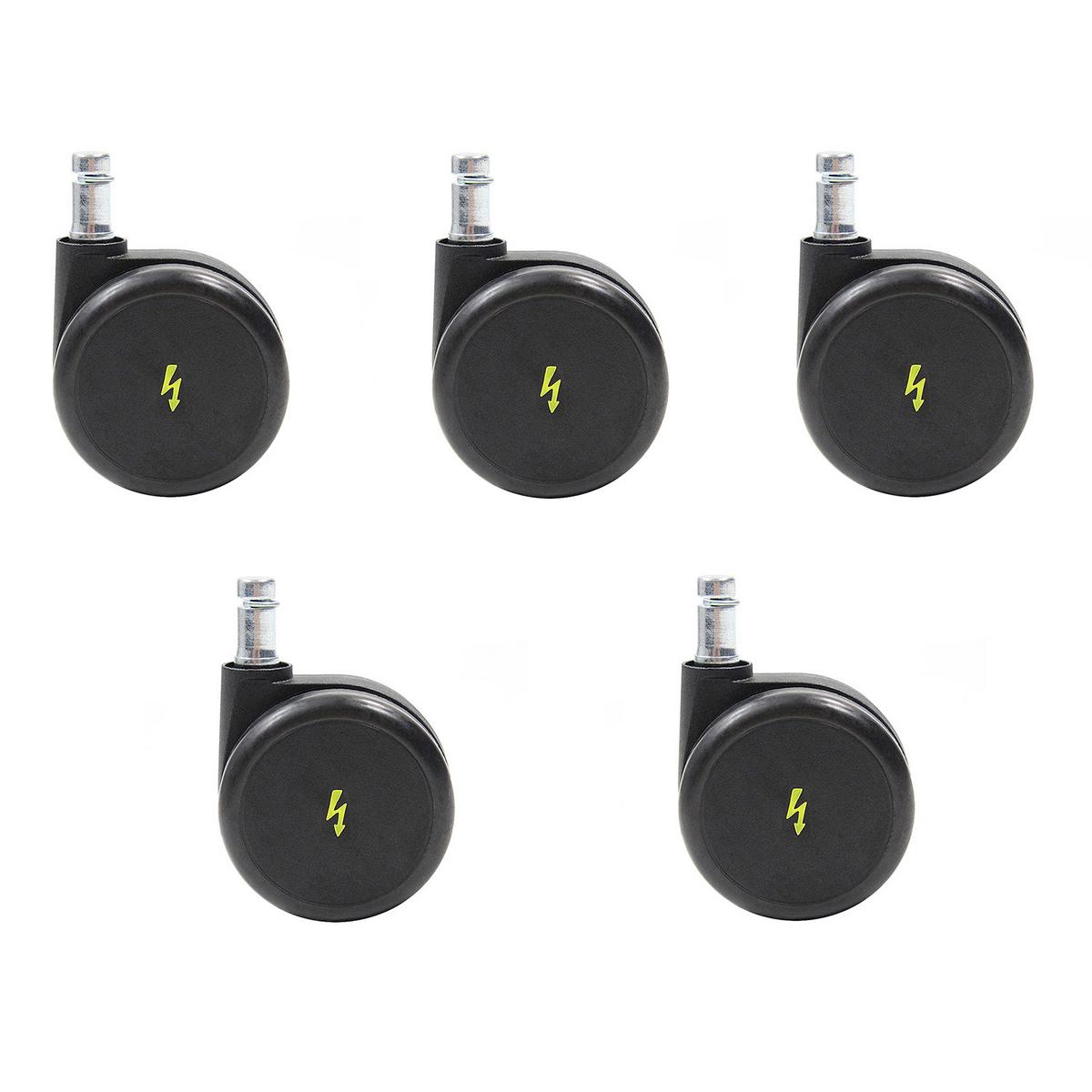 Bürostuhlrollen Rolo Esd Schwarz Ø 6,5 Cm 5er-Set - Schwarz, Basics, Kunststoff/Metall (5/7/6,5cm) - MID.YOU