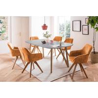 Tischgruppe Grau/Goldfarben B: 180 cm - Goldfarben/Naturfarben, MODERN, Holz/Holzwerkstoff (180/90/76cm) - Livetastic