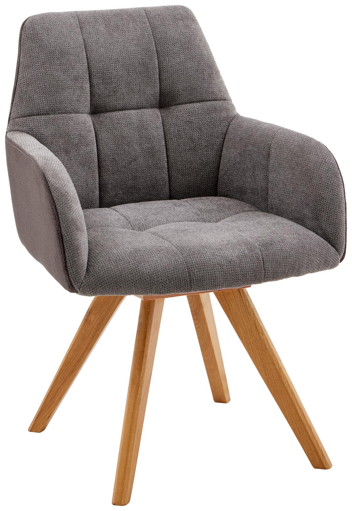 Armlehnstuhl Elke - Naturfarben/Grau, MODERN, Holz/Textil (61/88/66,5cm) - James Wood