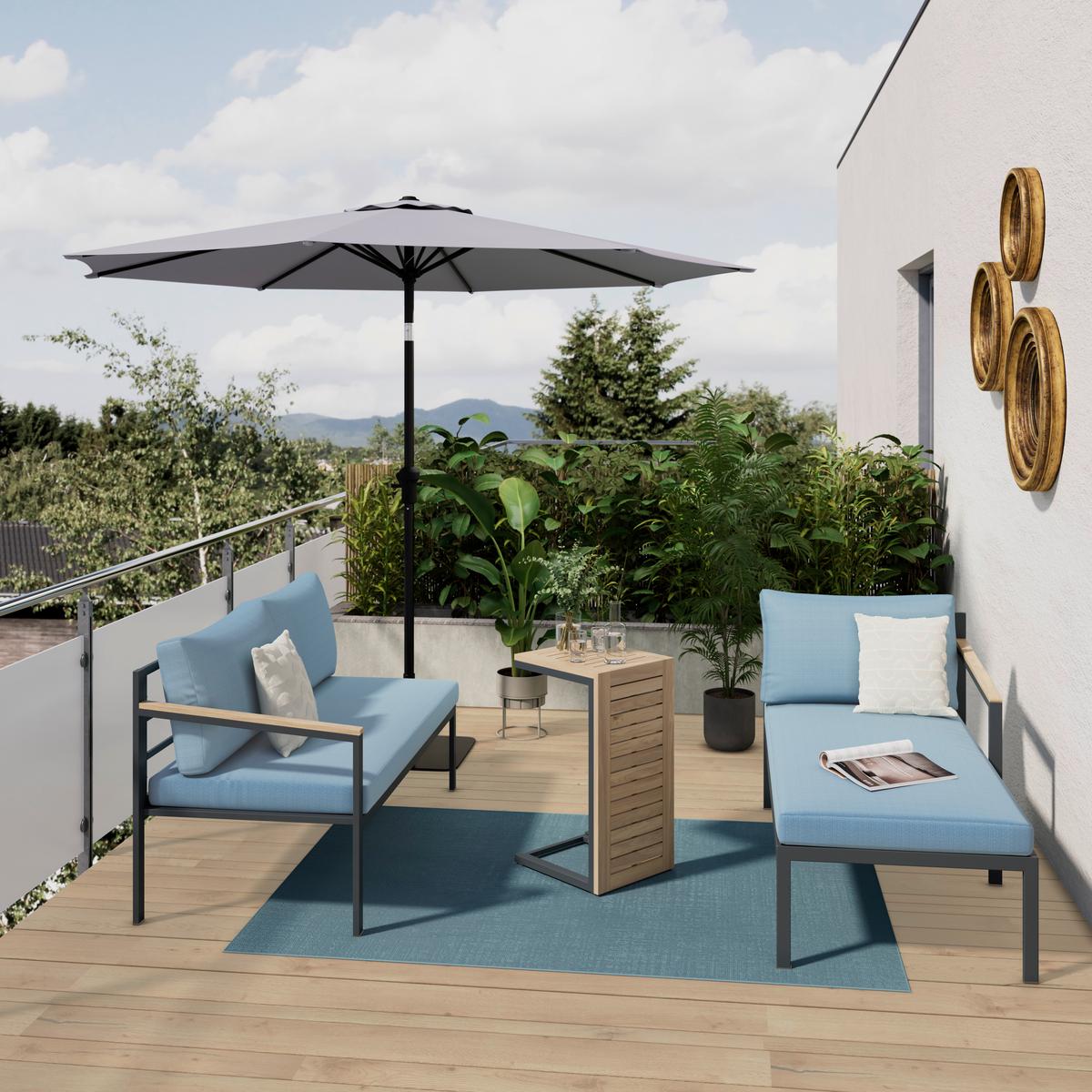 Loungegarnitur Mauri - Anthrazit/Weiß, MODERN, Holz/Textil (219/142cm) - Beldano