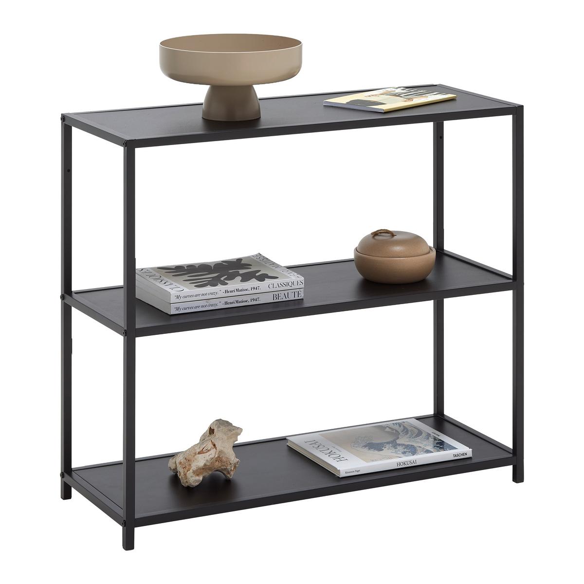 REGÁL BASTIAN II *CENOVÝ TRHÁK* - čierna, Modern, kov/kompozitné drevo (77/68/30cm) - Based