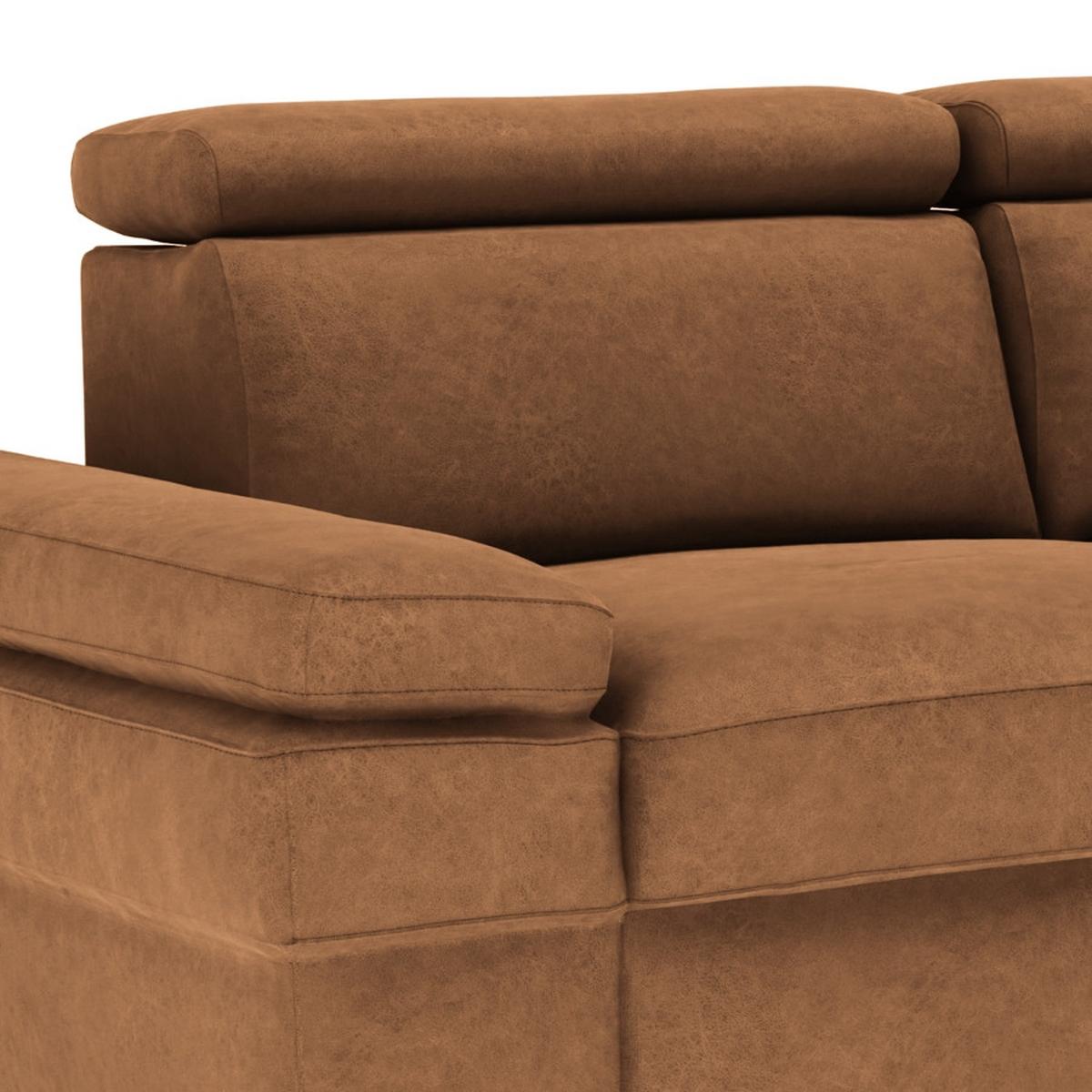 Ecksofa Elvis, Braun S: 259x182 Cm - Silberfarben/Braun, KONVENTIONELL, Textil (259/182cm) - Trendmanufaktur