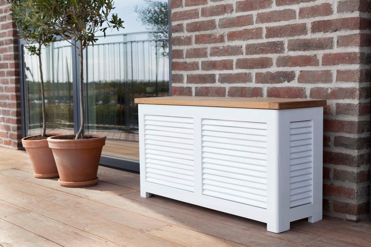 Truhe Classic 5056012 - Weiß/Teakfarben, ROMANTIK / LANDHAUS, Holz (90/48/30cm) - MID.YOU