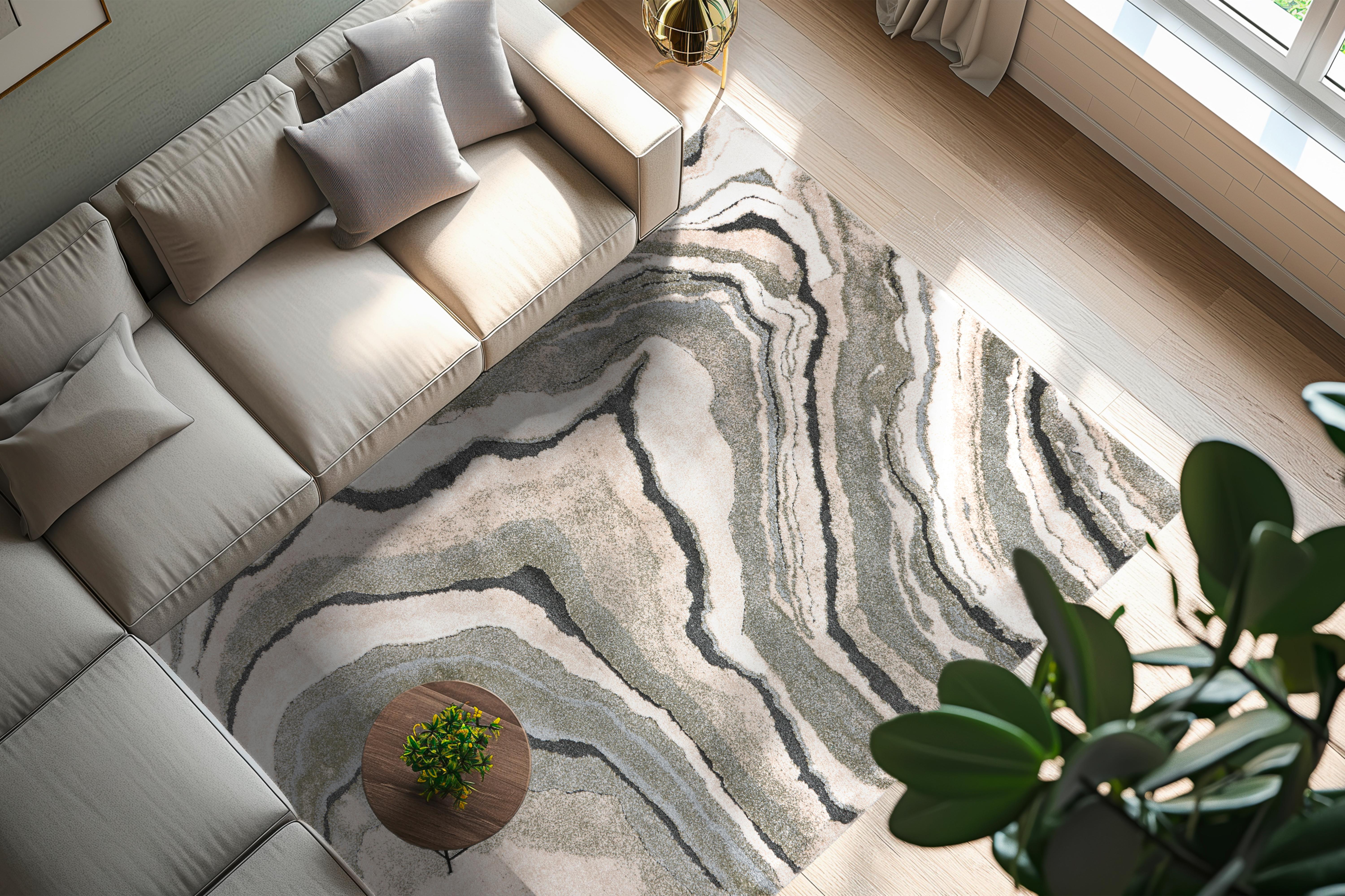 Webteppich My Bologna 461 Green 140 X 200 - Hellgrau/Grün, KONVENTIONELL, Kunststoff/Textil (140/200cm) - Obsession