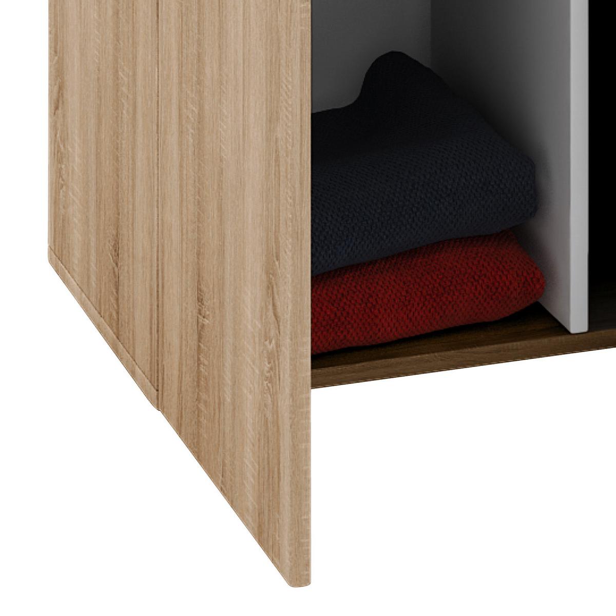 Víceúčelová skříň VANDOL, dub sonoma - černá/barvy stříbra, Moderní, kompozitní dřevo/plast (70/218/39cm) - MID.YOU