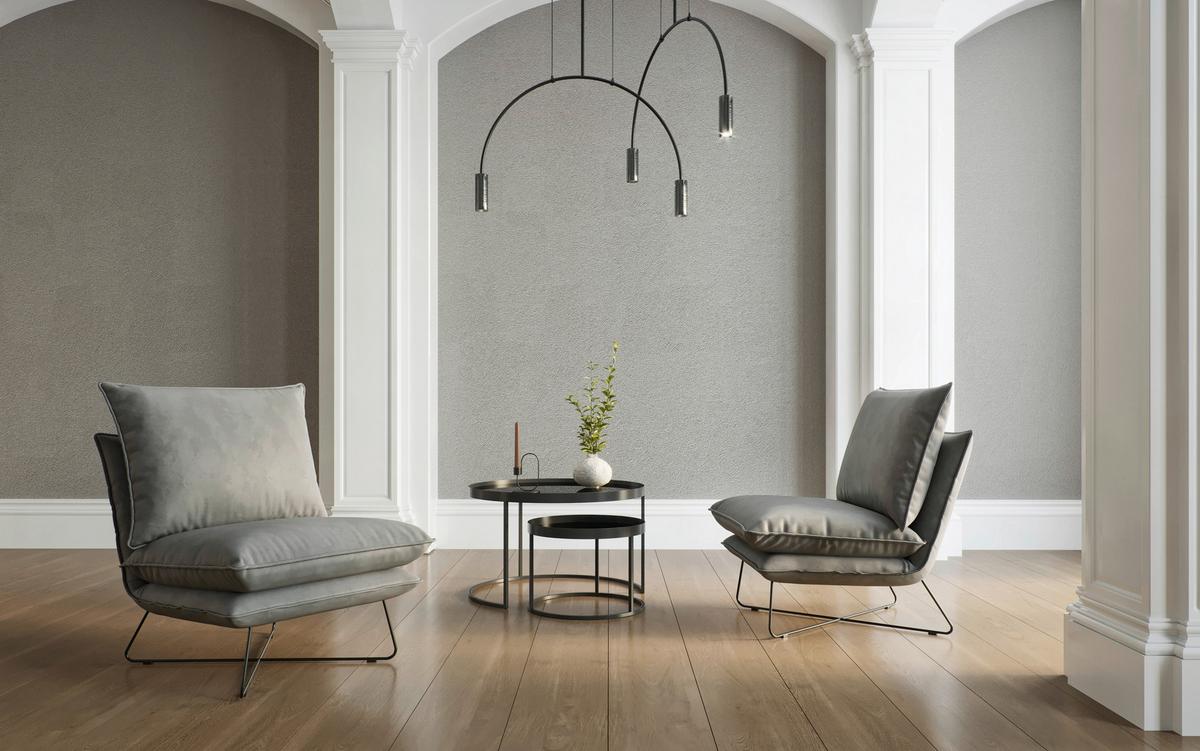 Sessel Skyline - Hellgrau/Schwarz, Design, Textil (72/84/90cm) - Livetastic