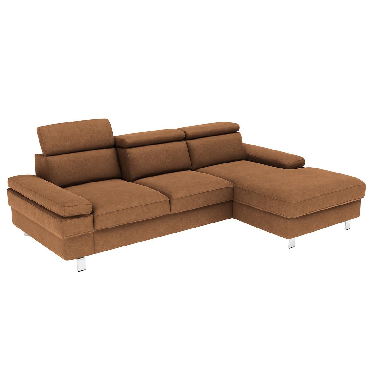 Ecksofa Elvis, Braun S: 259x182 Cm - Silberfarben/Braun, KONVENTIONELL, Textil (259/182cm) - Trendmanufaktur