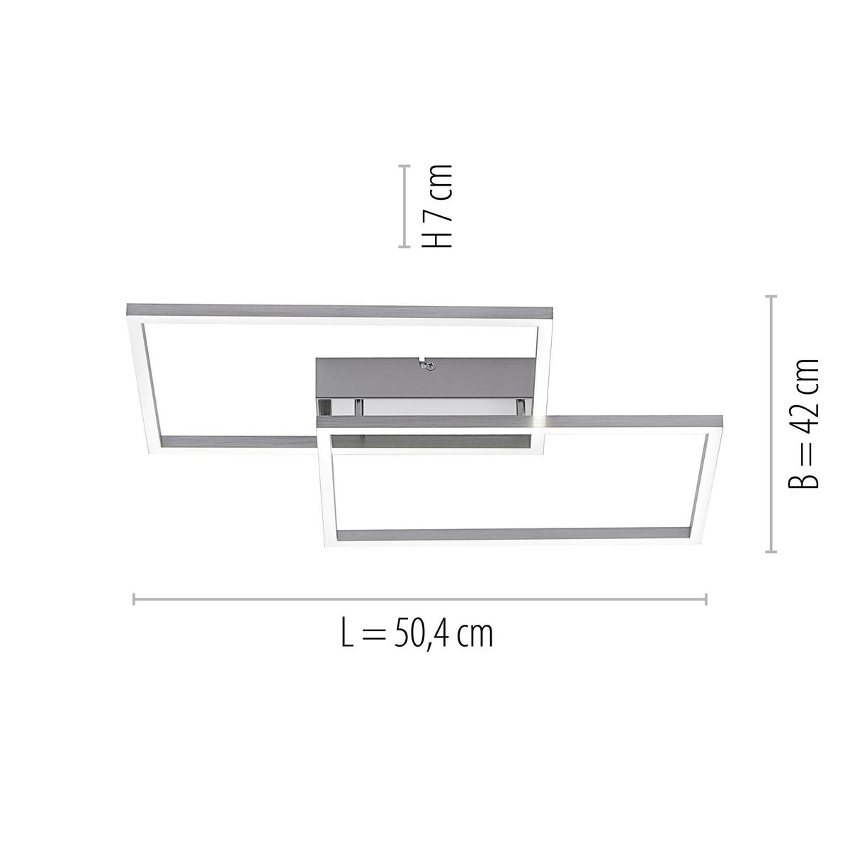 Led-deckenleuchte Iven L: 50,4 Cm Dimmbar Mir - Nickelfarben, Design, Kunststoff/Metall (50,4/42/7cm)