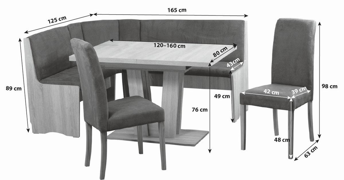Eckbankgruppe Duisburg Vaduar Titanic Grau/Eiche D. B: 125cm - Eiche Artisan/Grau, KONVENTIONELL, Holz/Holzwerkstoff (125/89/165cm) - P & B