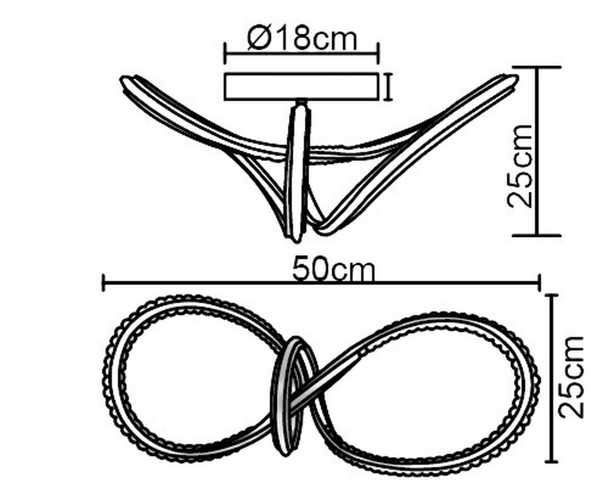 LED-Deckenleuchte 2700-6000k. 40w - Klar/Chromfarben, Design, Kunststoff/Metall (50/25/25cm) - Globo