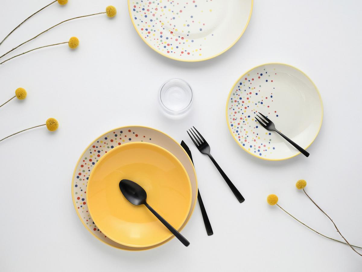 JEDÁLENSKÝ SERVIS JOY GELB-BUNT - žltá/krémová, Basics, keramika (31,5/31/37null) - Creatable