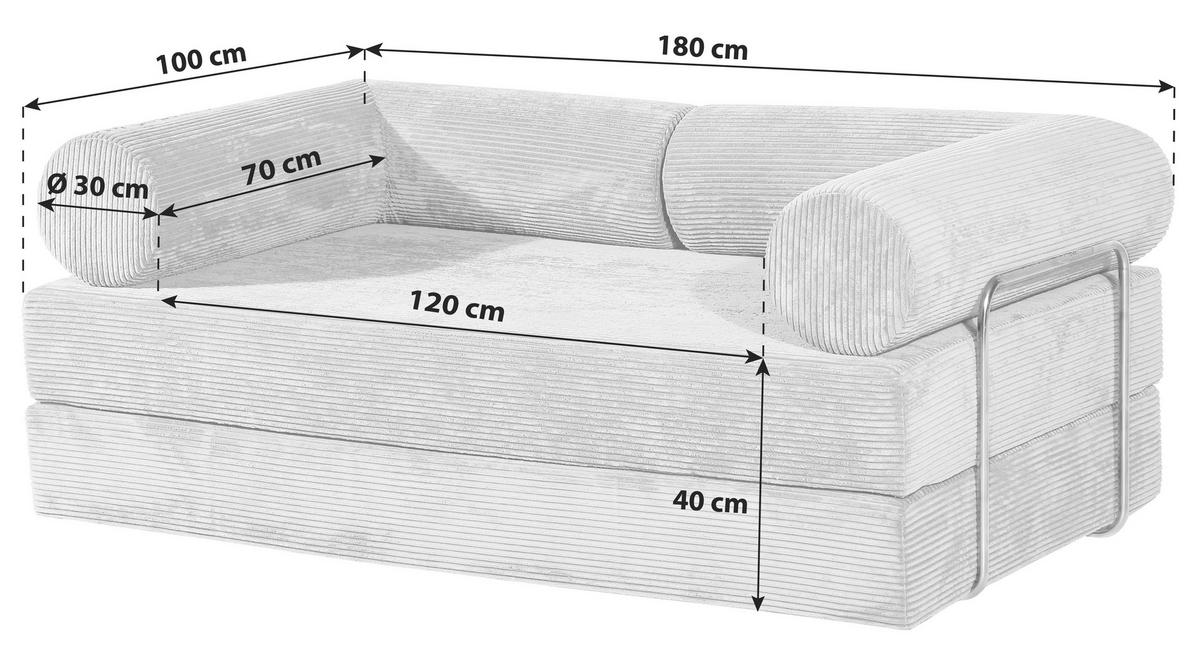 Schlafsofa Elysium Beige B: 180 Cm - Beige, Design, Textil (180/70/100cm) - P & B