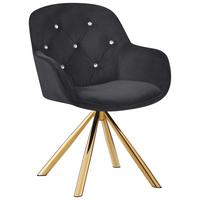 Armlehnstuhl Marilyn Schwarz Sitzfl. 360° Drehbar, B: 62 Cm - Goldfarben/Schwarz, KONVENTIONELL, Textil/Metall (62/85/61cm)