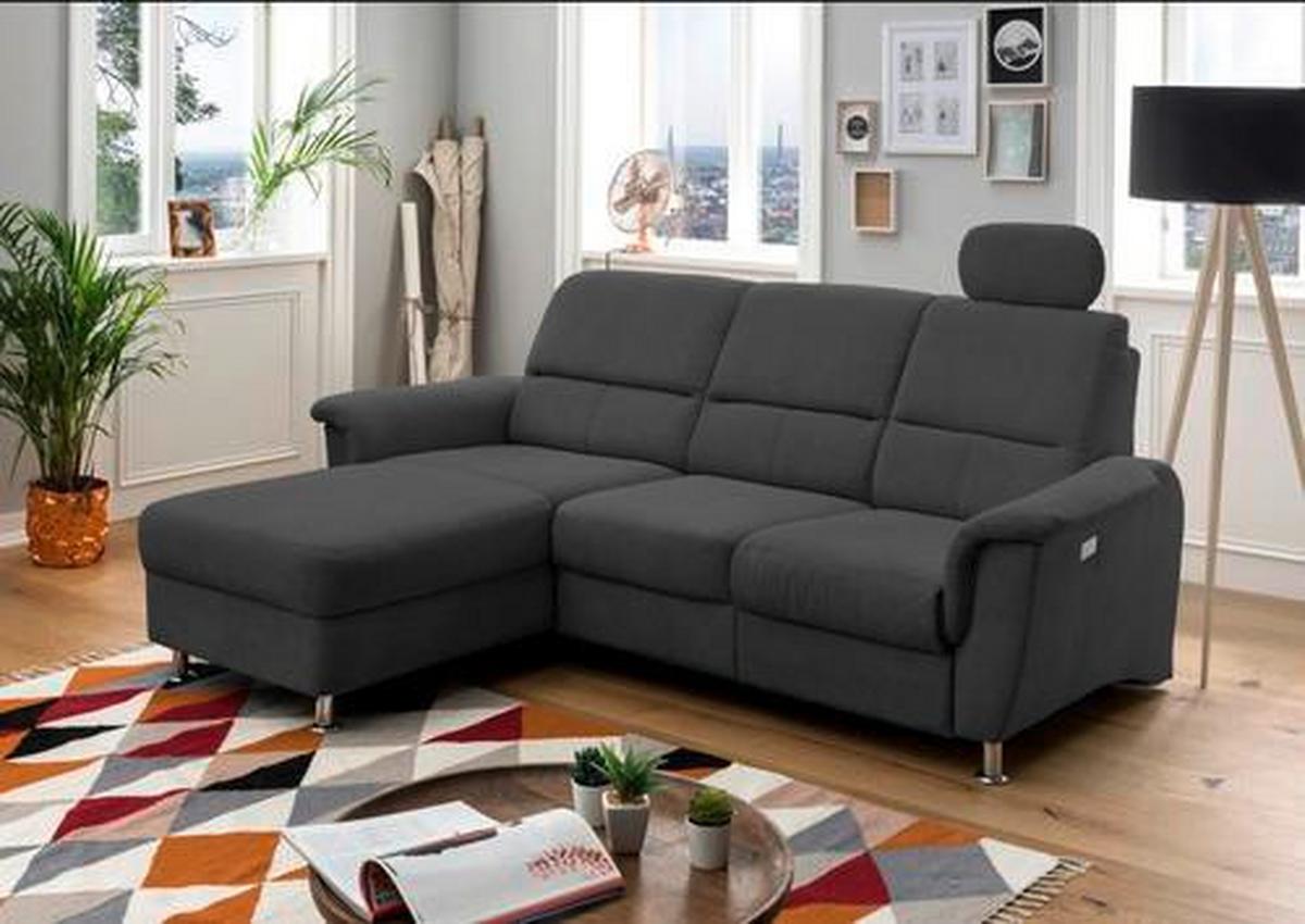 Ecksofa mit Relaxfunktion + USB Anschluss Parole, Mikrof. - Chromfarben/Schwarz, MODERN, Textil (165/231cm) - Livetastic