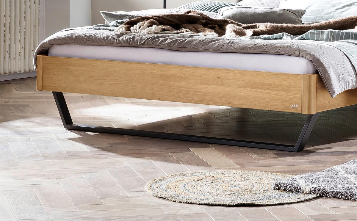 Bett Montieri Eichefarben 140x200 Cm - Dunkelgrau/Eichefarben, MODERN, Holz/Textil (140/200cm) - Hasena