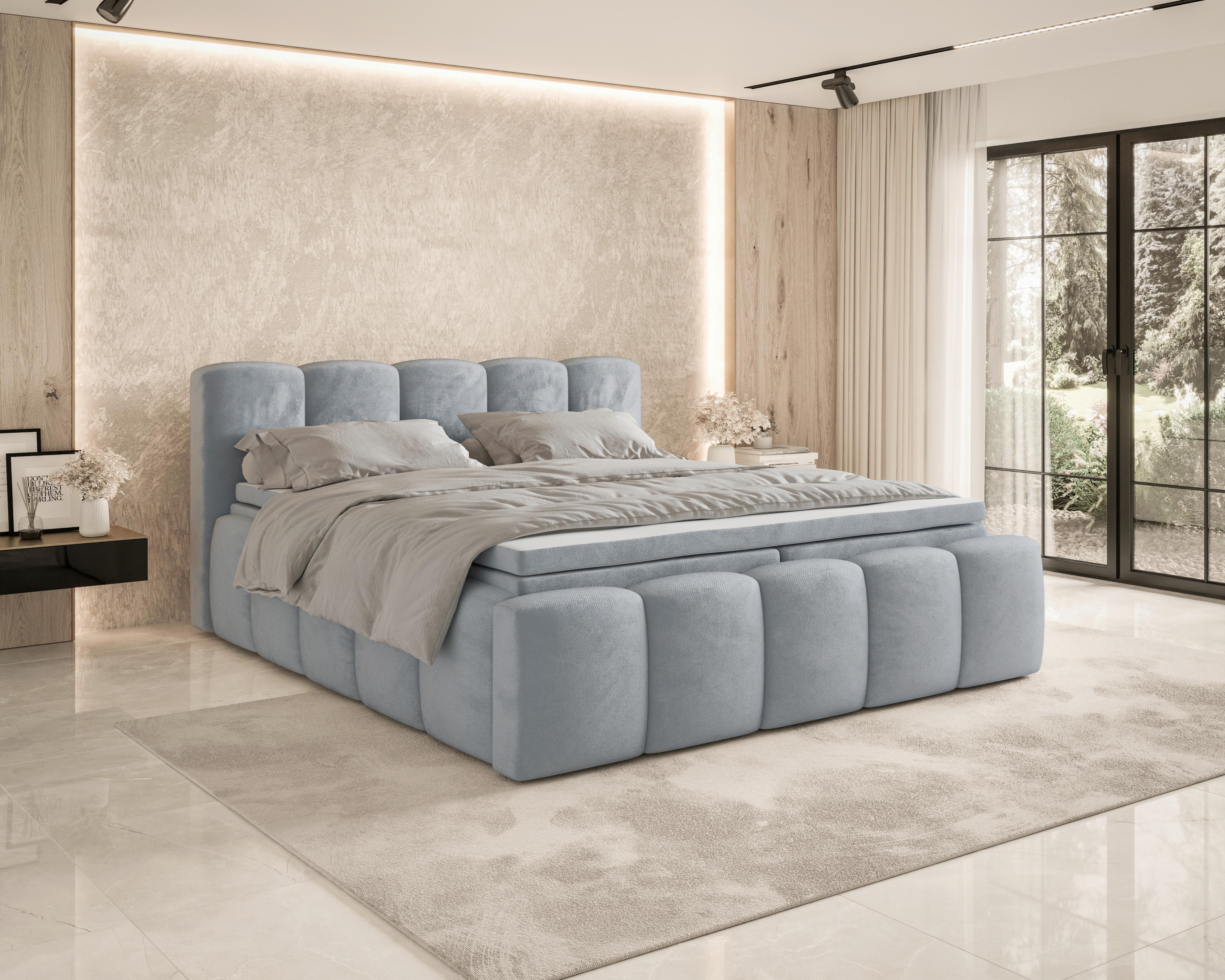 Boxbett Zako Grau LF: 180x200cm - Grau, MODERN, Textil (180/200cm) - MID.YOU