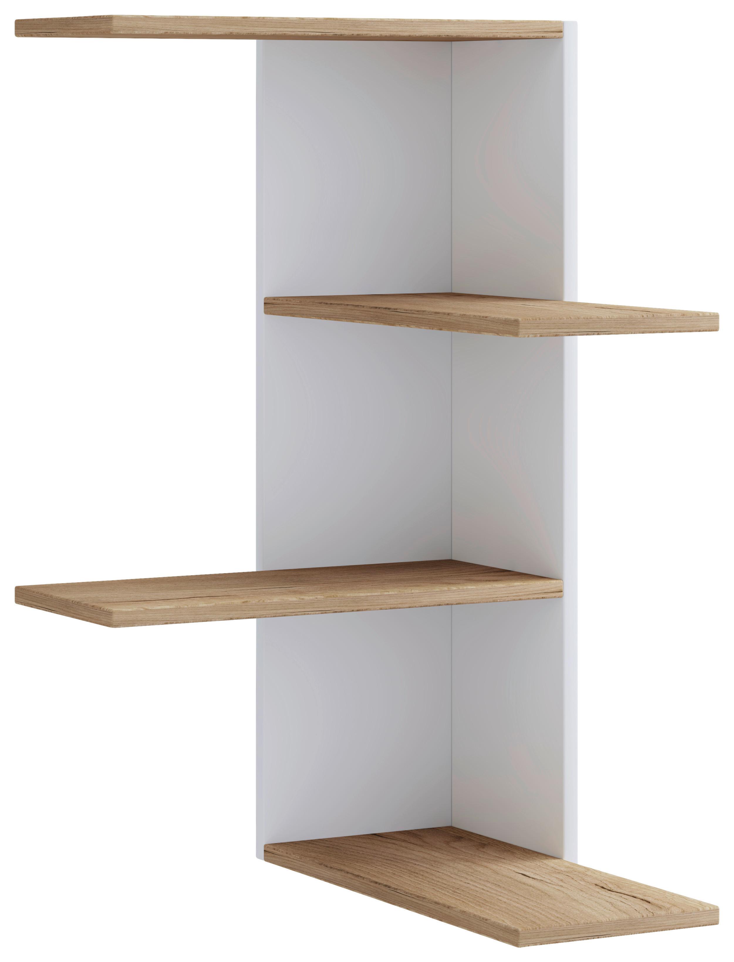 Eckregal Balos Weiß, Eiche Dekor B: 45 cm - Honigeiche/Weiß, LIFESTYLE, Holzwerkstoff (45/77/45cm) - MID.YOU