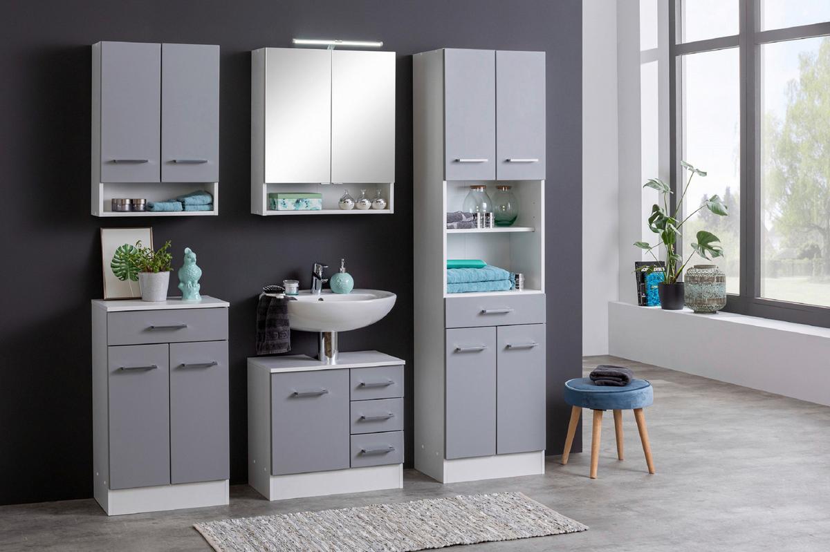 Waschbeckenunterschrank Riga Hellgrau/Weiß B: 60 cm - Hellgrau/Weiß, MODERN, Holzwerkstoff (60/56/35cm) - Held