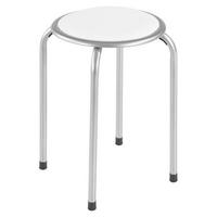 Stapelhocker Raki Metall Alu/Lederlook Weiß H: 45 cm - Alufarben/Weiß, MODERN, Metall (30/45cm)