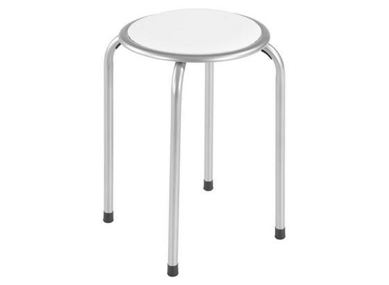 Hocker Raki - Alufarben/Weiß, MODERN, Metall (39/45cm) Hocker Raki - Alufarben/Weiß, MODERN, Metall (39/45cm)