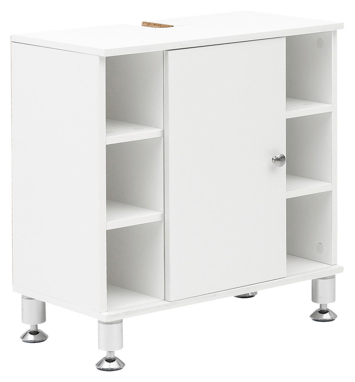 Skrinka pod umývadlo ELLI biela - biela/hliníková, Basics, kompozitné drevo (60/64/32cm) - MID.YOU