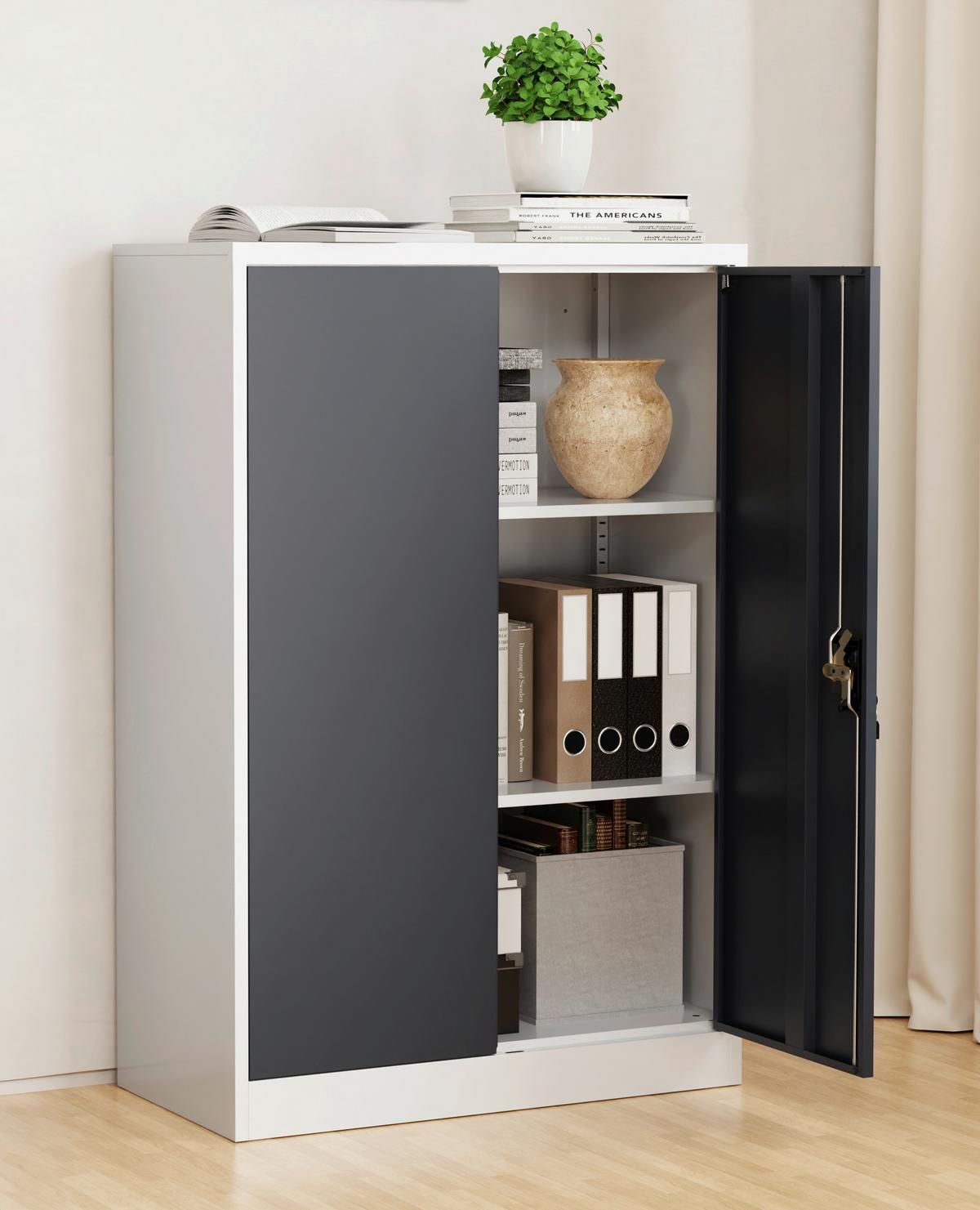 Aktenschrank Malivo Weiß/Anthrazit B: 80cm - Anthrazit/Weiß, KONVENTIONELL, Metall (80/120/40cm) - MID.YOU