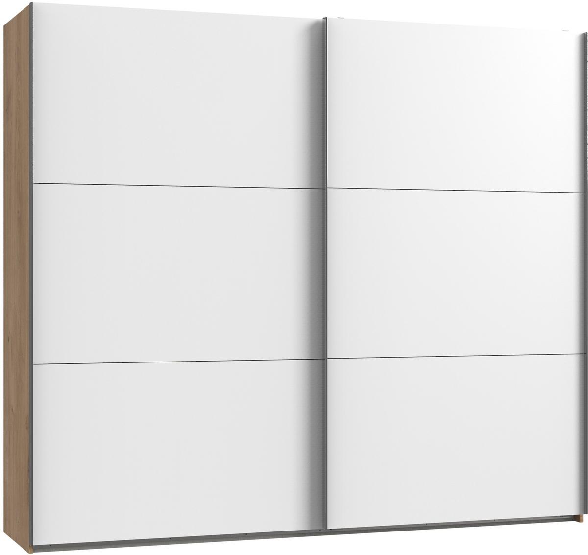 Schwebetürenschrank 200 Cm Level 36a Weiß/eiche Dekor - Eichefarben/Weiß, MODERN, Holzwerkstoff (200/216/65cm) - MID.YOU