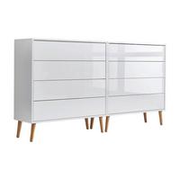 Sideboard 158 cm Mailand Set Weiß Hochglanz - Weiß Hochglanz/Eiche Artisan, MODERN, Holzwerkstoff (158/86/33cm) - MID.YOU