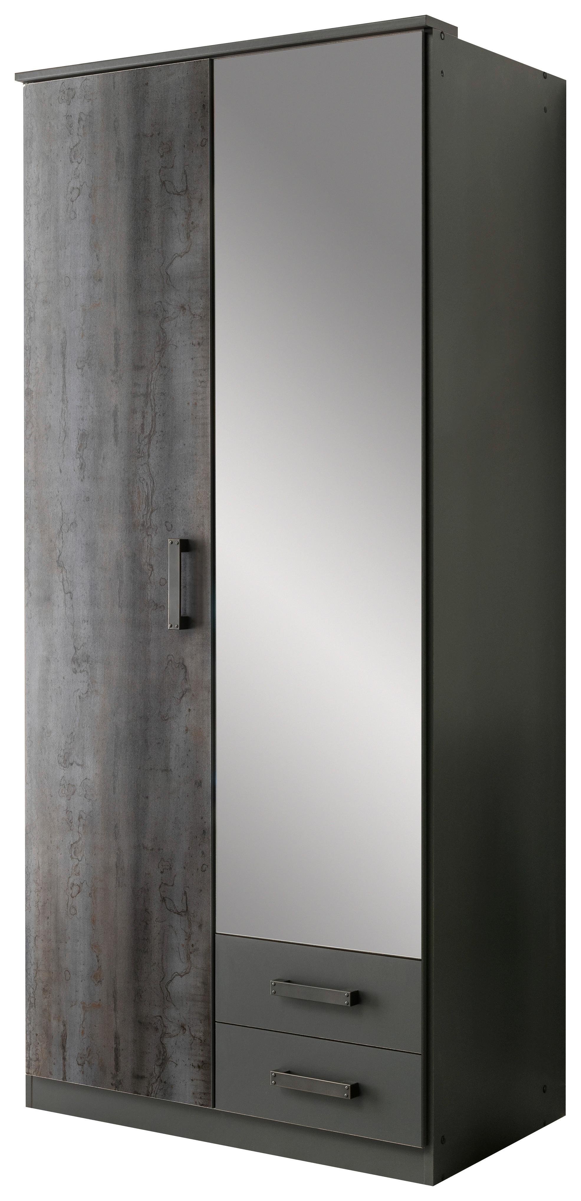 Skriňa s otočnými dverami STEEL, šírka 90 cm - grafitová, Konventionell, kompozitné drevo/plast (90/199/58cm) - Mömax
