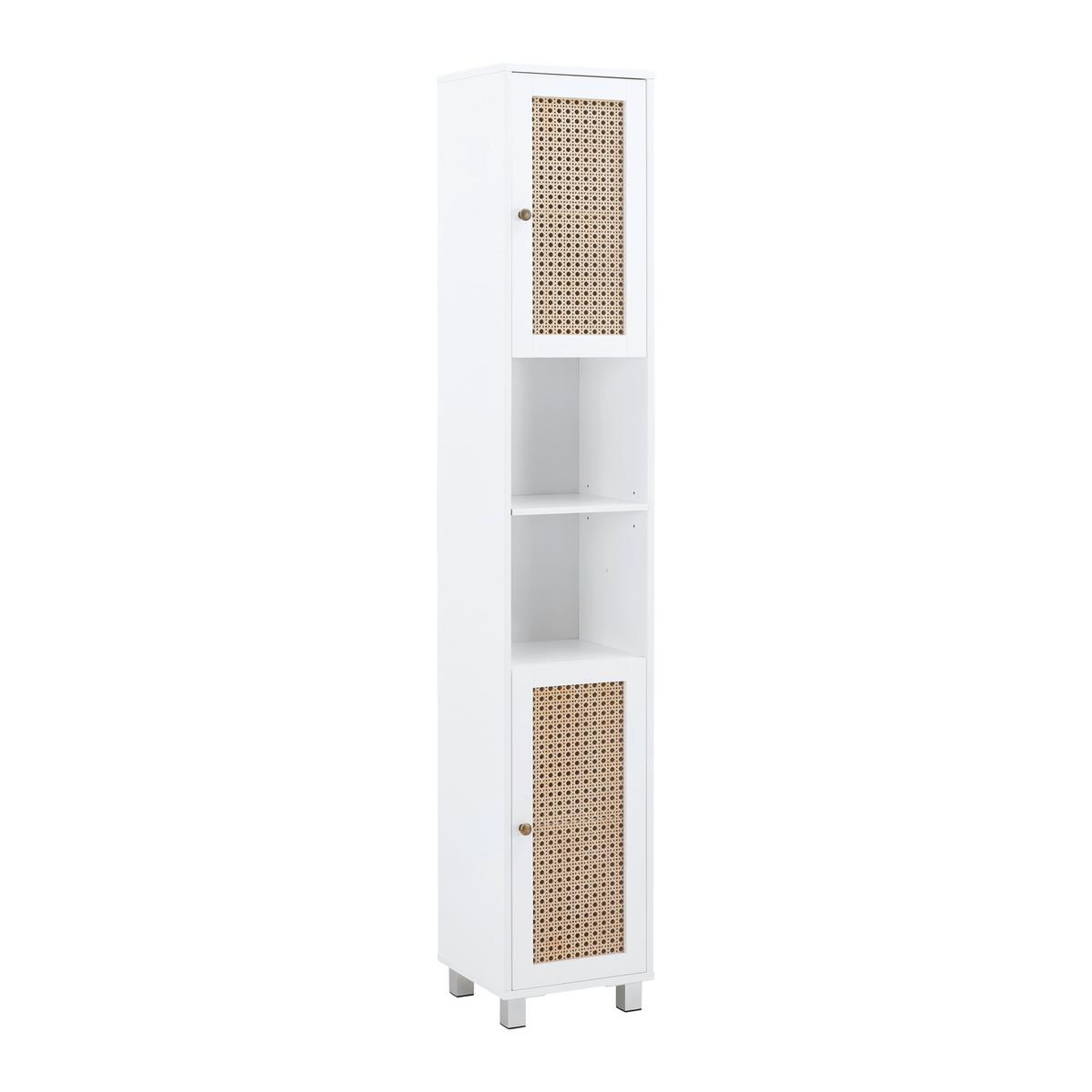 Vysoká skrinka LISA biela - biela/bronzová, Modern, kov/kompozitné drevo (32/180/30cm) - Bessagi Home