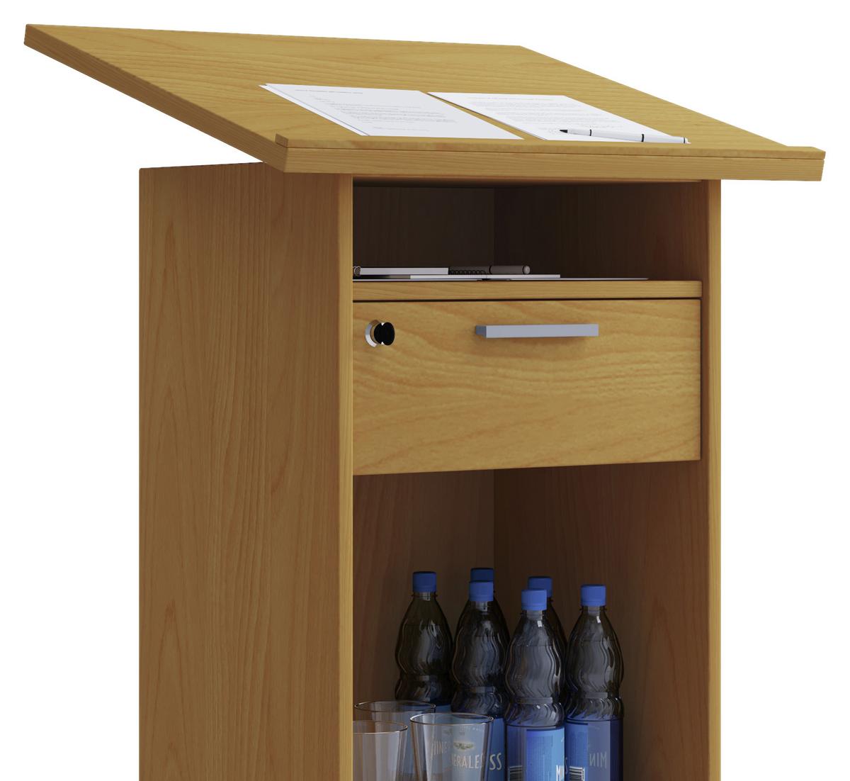 Stehpult Mit Stauraum + Rollen Bxh: 50x120 Cm Buche Dekor - Buchefarben, Basics, Holzwerkstoff (60/50/120cm) - MID.YOU