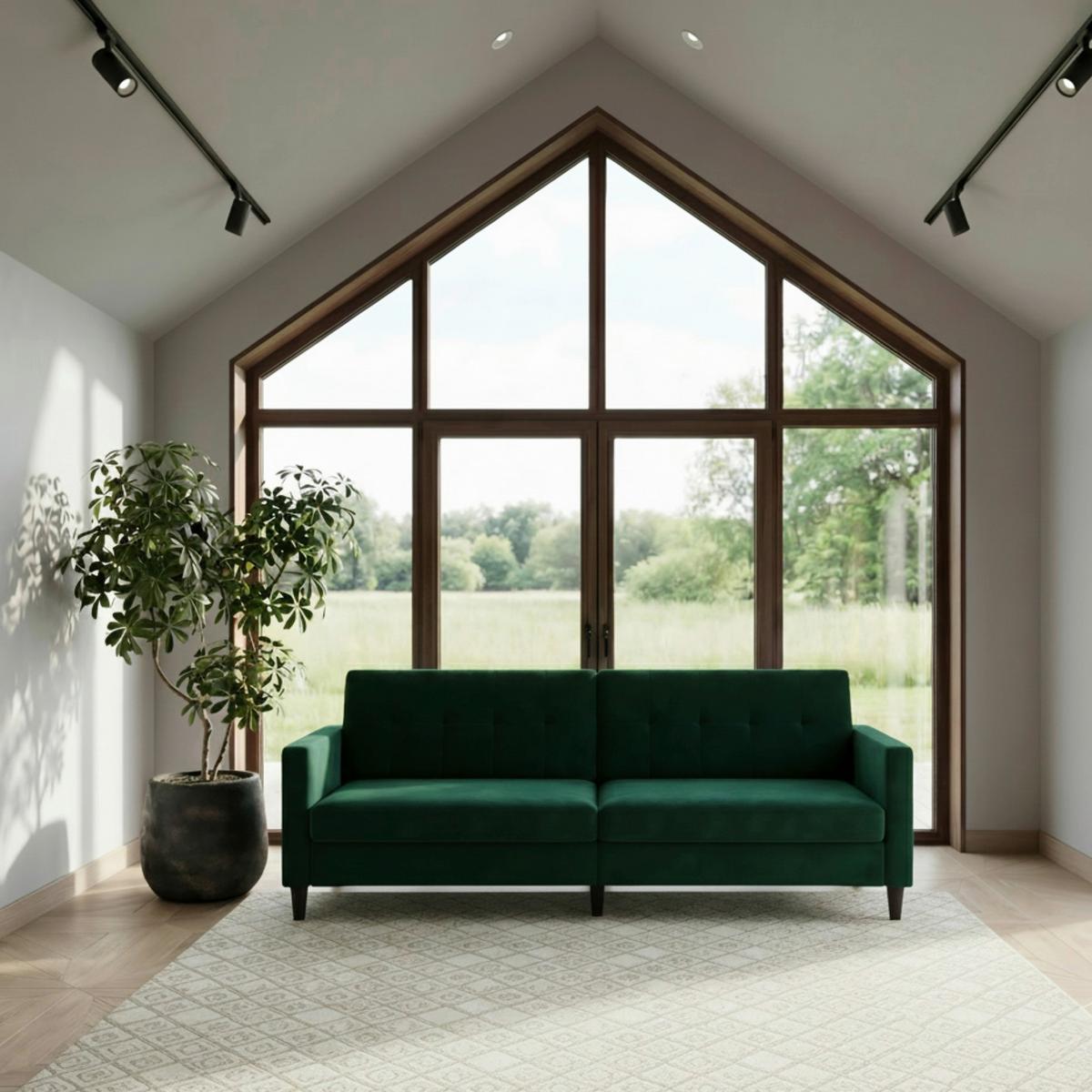 Schlafsofa Hannover Dunkelgrün, mit Schlaffunktion - Dunkelgrün/Schwarz, Basics, Textil (203/82/83cm) - Livetastic