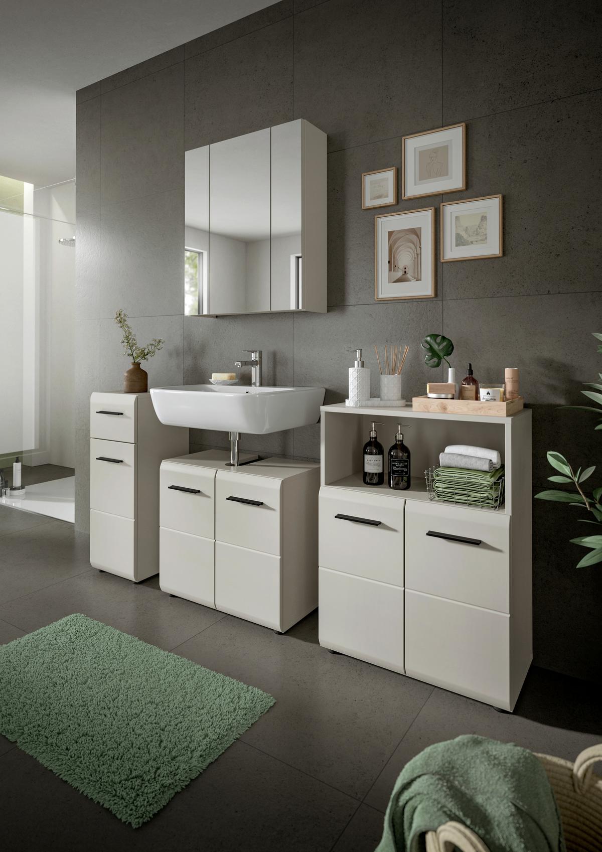 Badezimmer Ice Kaschmir B: 150cm - Kaschmir/Schwarz, Trend, Glas/Holzwerkstoff (150cm) - MID.YOU
