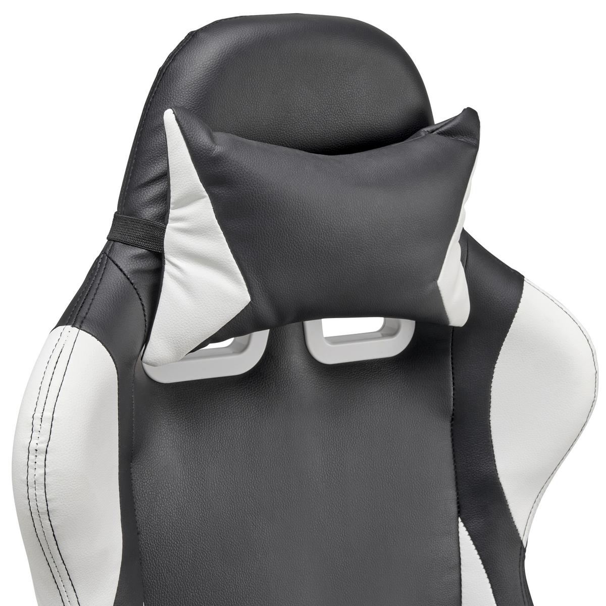 Gamingstuhl Racer - Schwarz/Weiß, MODERN, Kunststoff/Textil (66/126-134/59cm) - Livetastic
