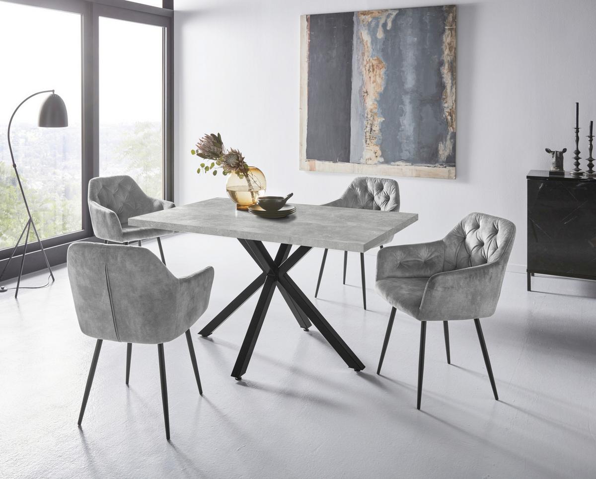 Tischgruppe Cleo II G - Grau, MODERN, Holzwerkstoff/Textil (140/76/90cm) - MID.YOU