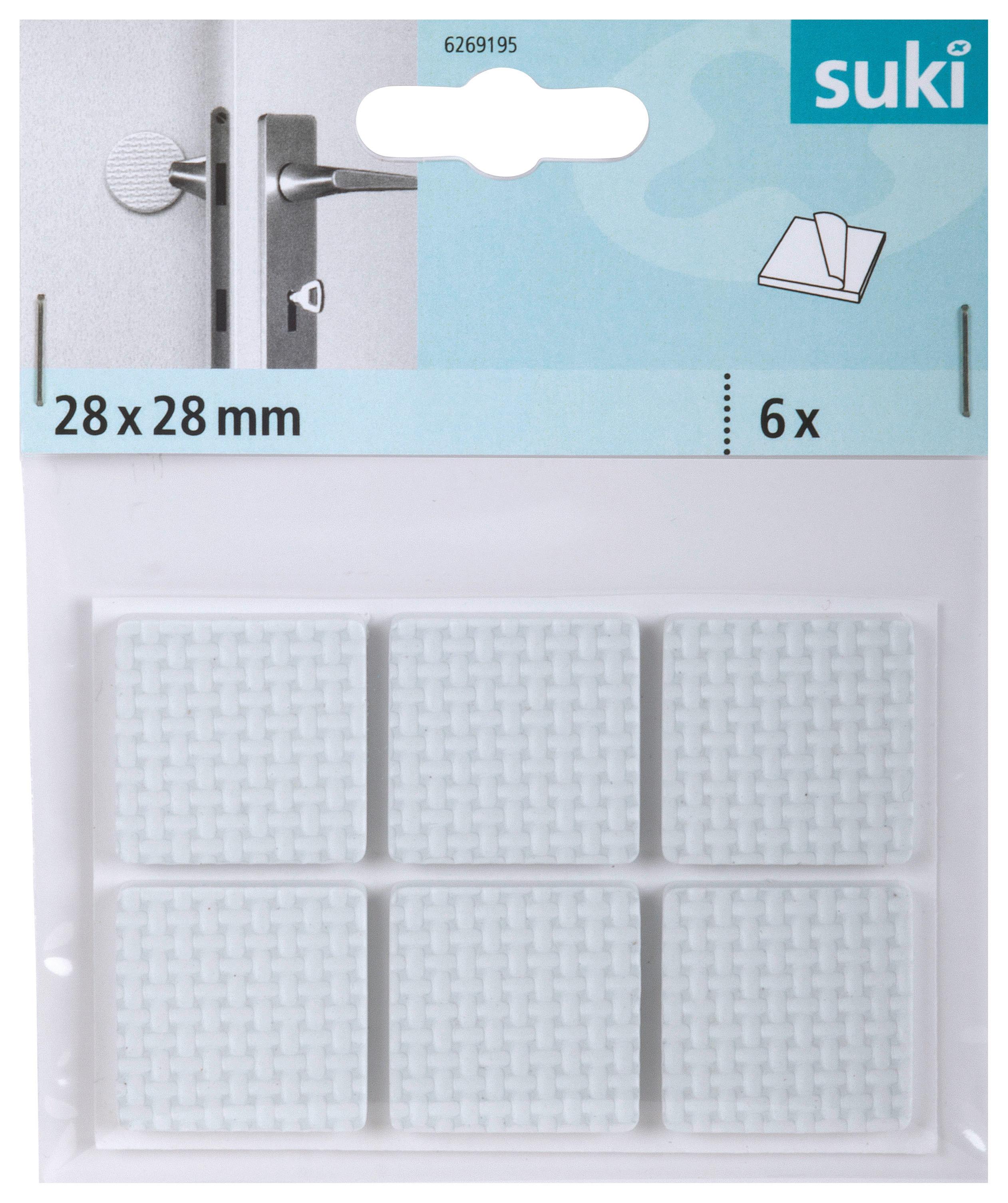 Ajtóütköző 28x28mm 6db - fehér, műanyag (2,8/2,8cm) - Suki