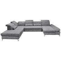 Ecksofa Melfi Dunkelgrau U: 245 Cm - Dunkelgrau/Silberfarben, MODERN, Textil (245/350/168cm) - MID.YOU