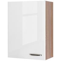 Kuchyňská horní skříňka VENEZIA - VALERO bílá - Sonoma dub/vysoce lesklá bílá, Moderní, kov/kompozitní dřevo (60/89/32cm) - FlexWell