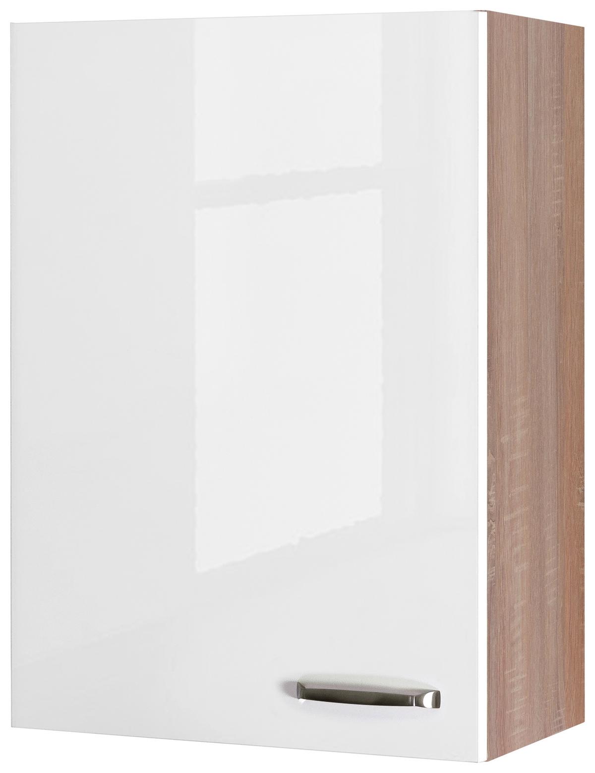 Kuchyňská horní skříňka VENEZIA - VALERO bílá - Sonoma dub/vysoce lesklá bílá, Moderní, kov/kompozitní dřevo (60/89/32cm) - FlexWell