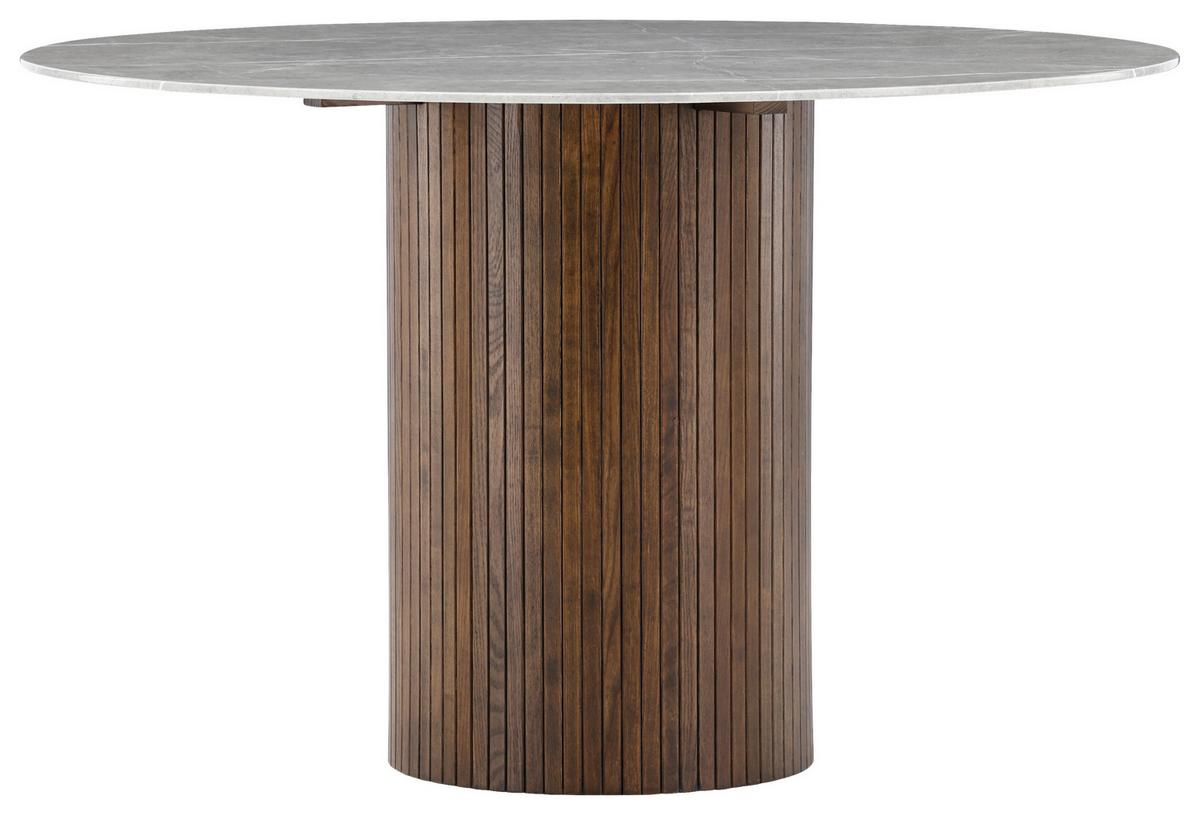 Esstisch Härön - Dunkelgrau/Braun, Design, Glas/Holz (120/120/74cm) - Livetastic