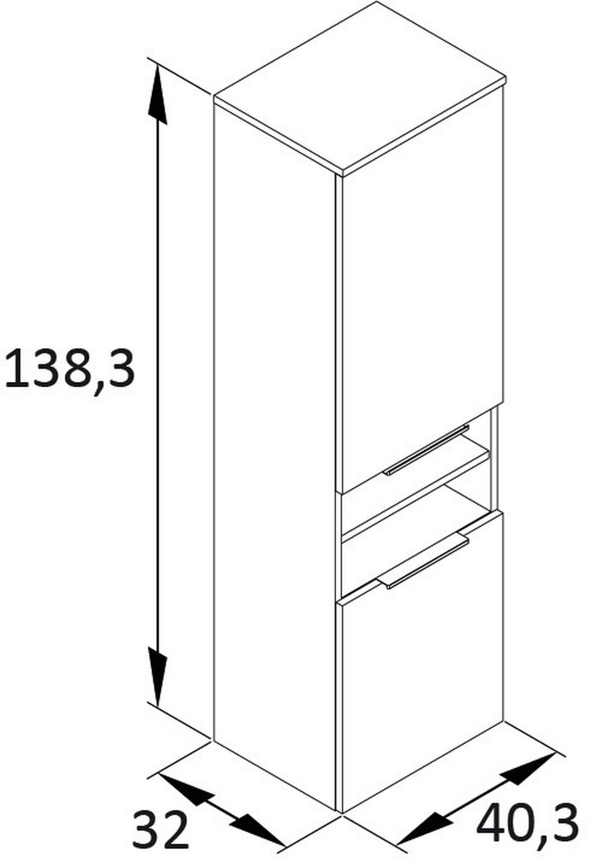 Midischrank Alessio BxH: 40,3x 138,3 cm Grau/Platin - Platinfarben/Grau, MODERN, Holzwerkstoff (40,3/138,3/32cm) - MID.YOU