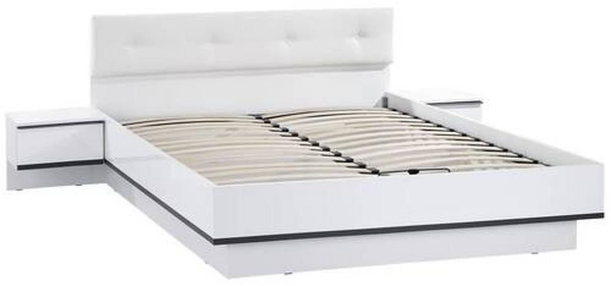 Futonbett 180x200 Cm Lucca Weiß Hochglanz/grau - Weiß/Grau, MODERN, Leder/Holzwerkstoff (180/200cm)