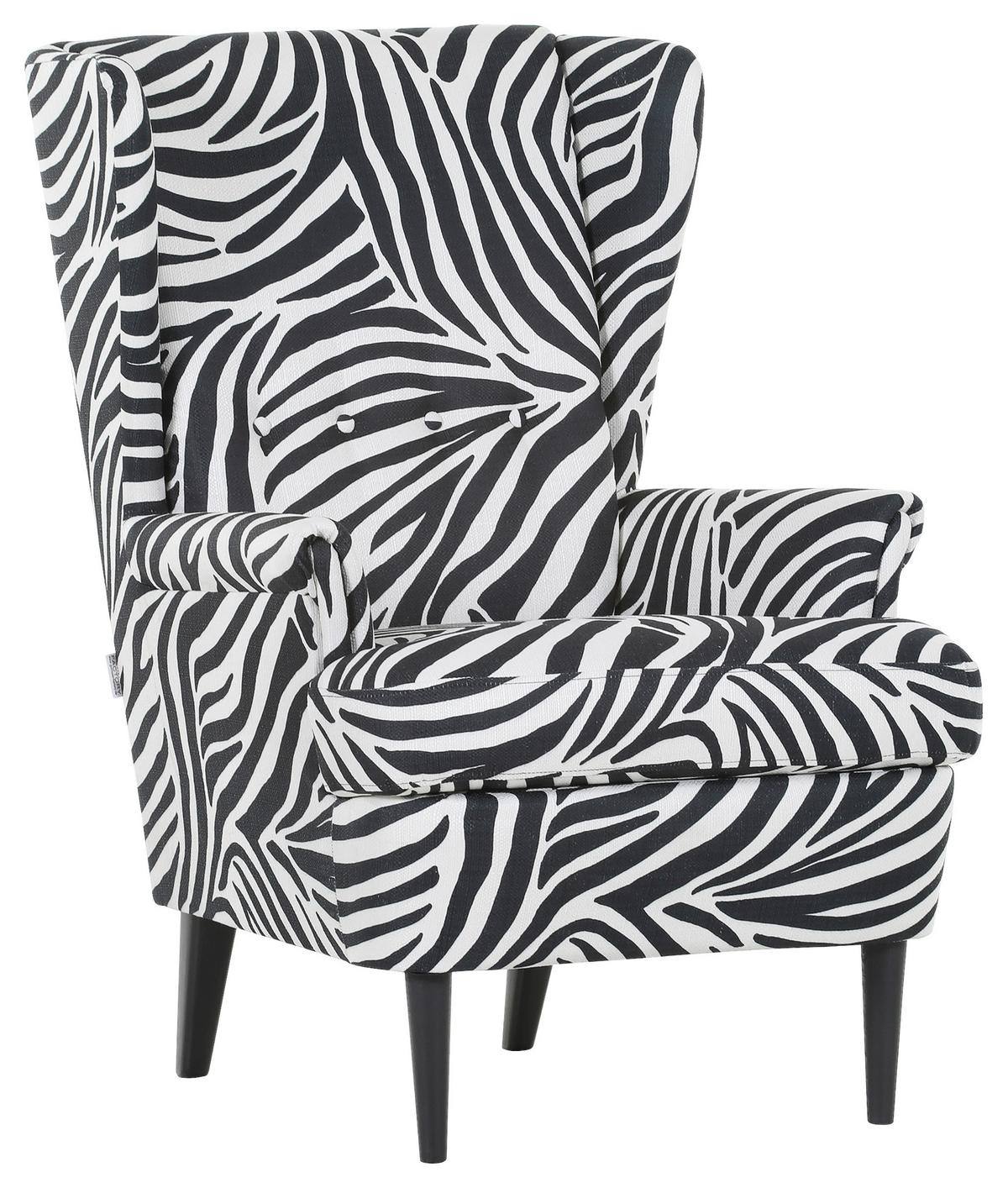 Ohrensessel Versailles Schwarz/Weiß B: 72 cm - Dunkelbraun/Schwarz, Design, Textil (72/104/85cm) - MID.YOU