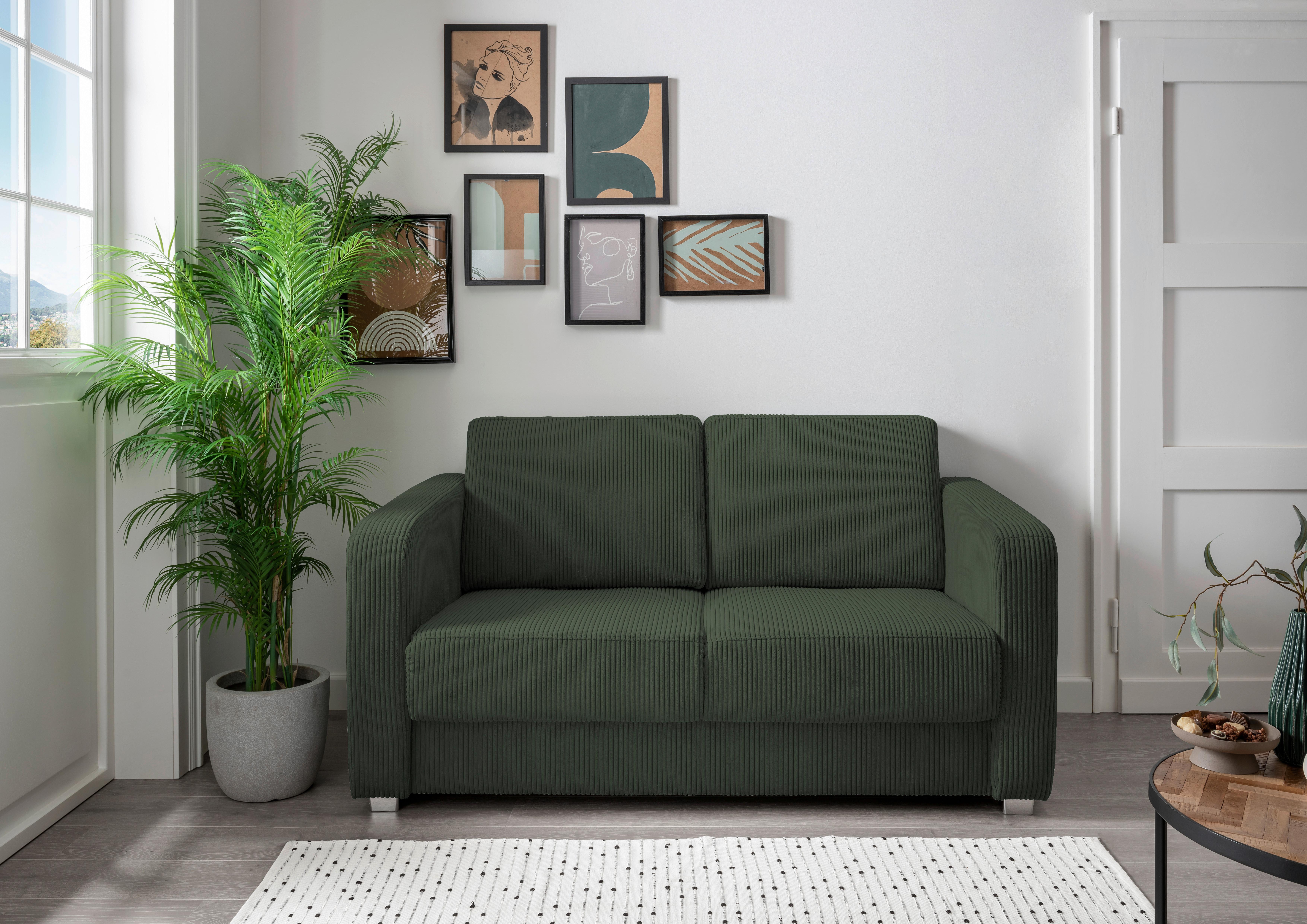 Schlafsofa Mia, Dunkelgrün B: 159 Cm - Chromfarben/Dunkelgrün, Basics, Textil (159/88/87cm) - Livetastic