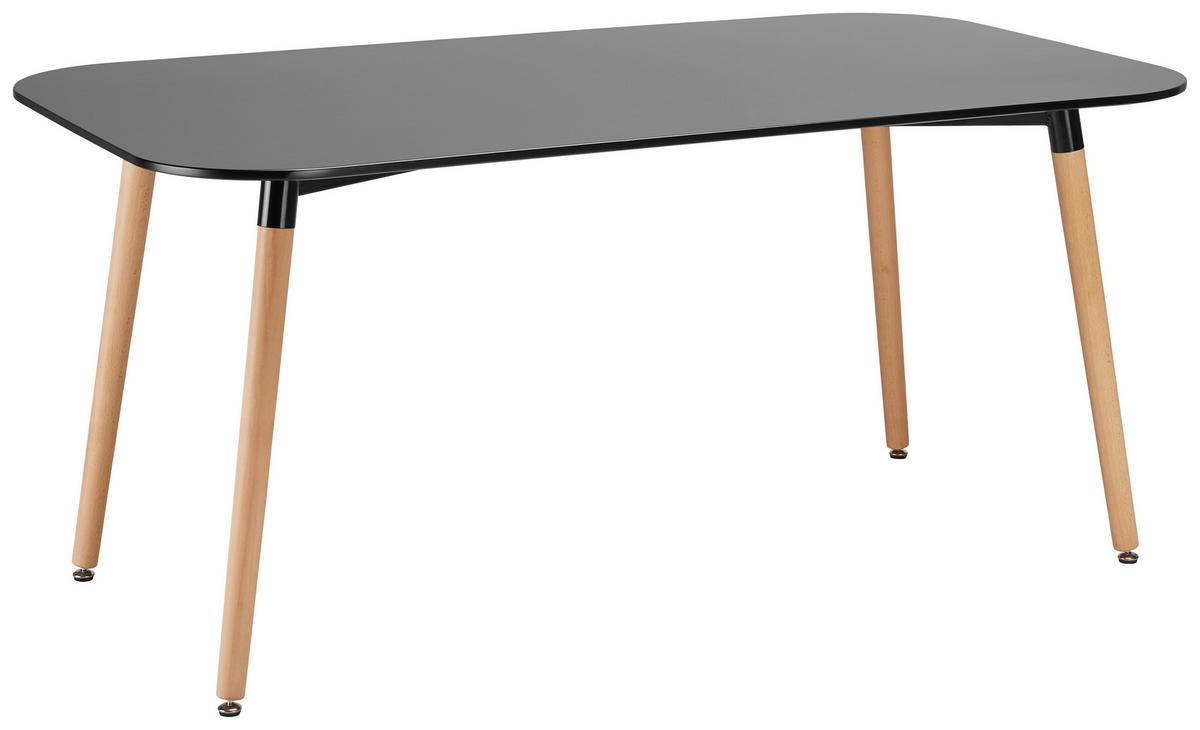 Jídelní stůl Anuk 160x90 - černá/barvy buku, Moderní, dřevo/kompozitní dřevo (160/90/75cm) - Modern Living