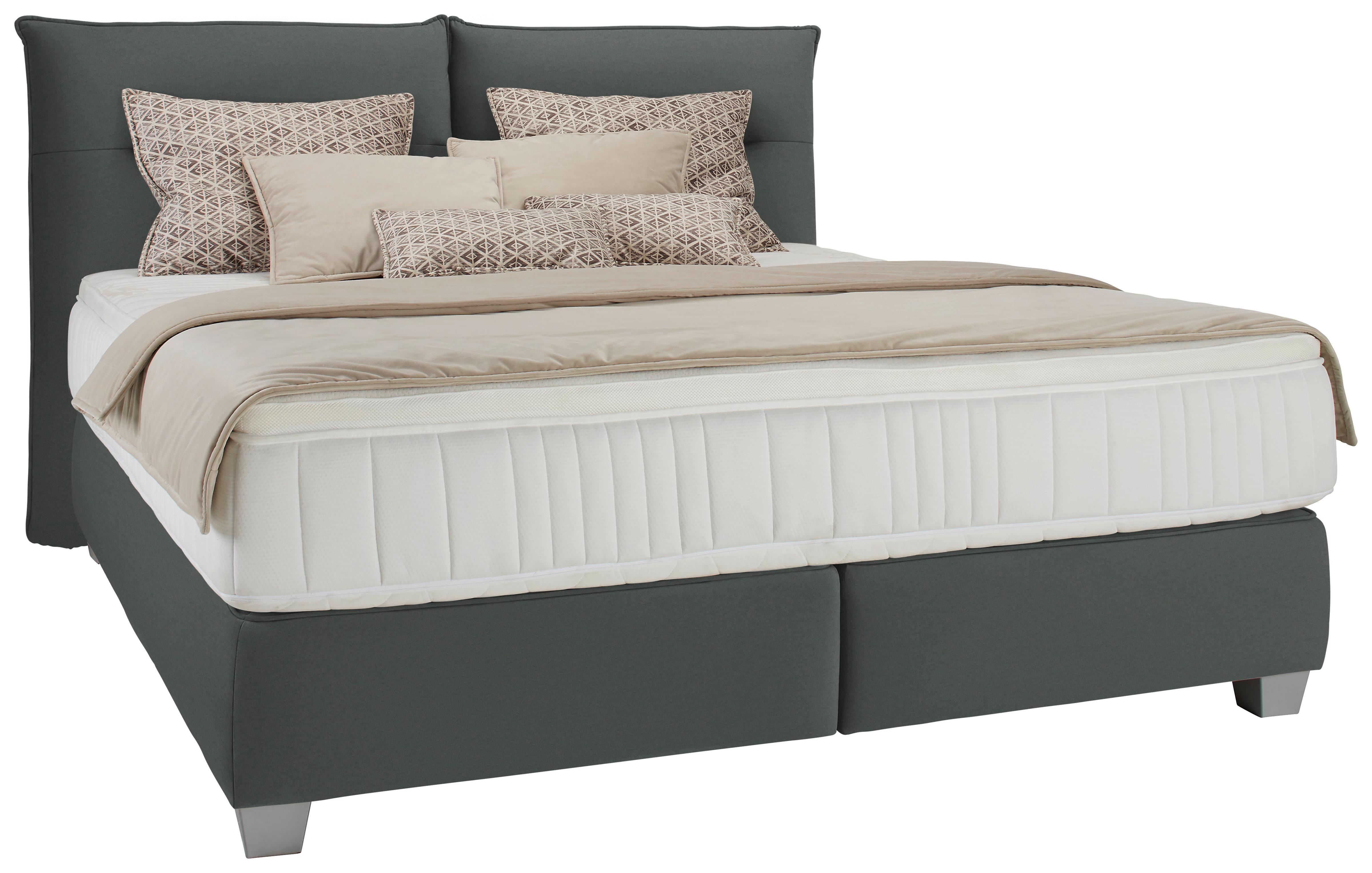 Posteľ boxspring Fog 160x200cm,antracit - antracitová/strieborná, Lifestyle, textil/plast (160/200cm) - Premium Living