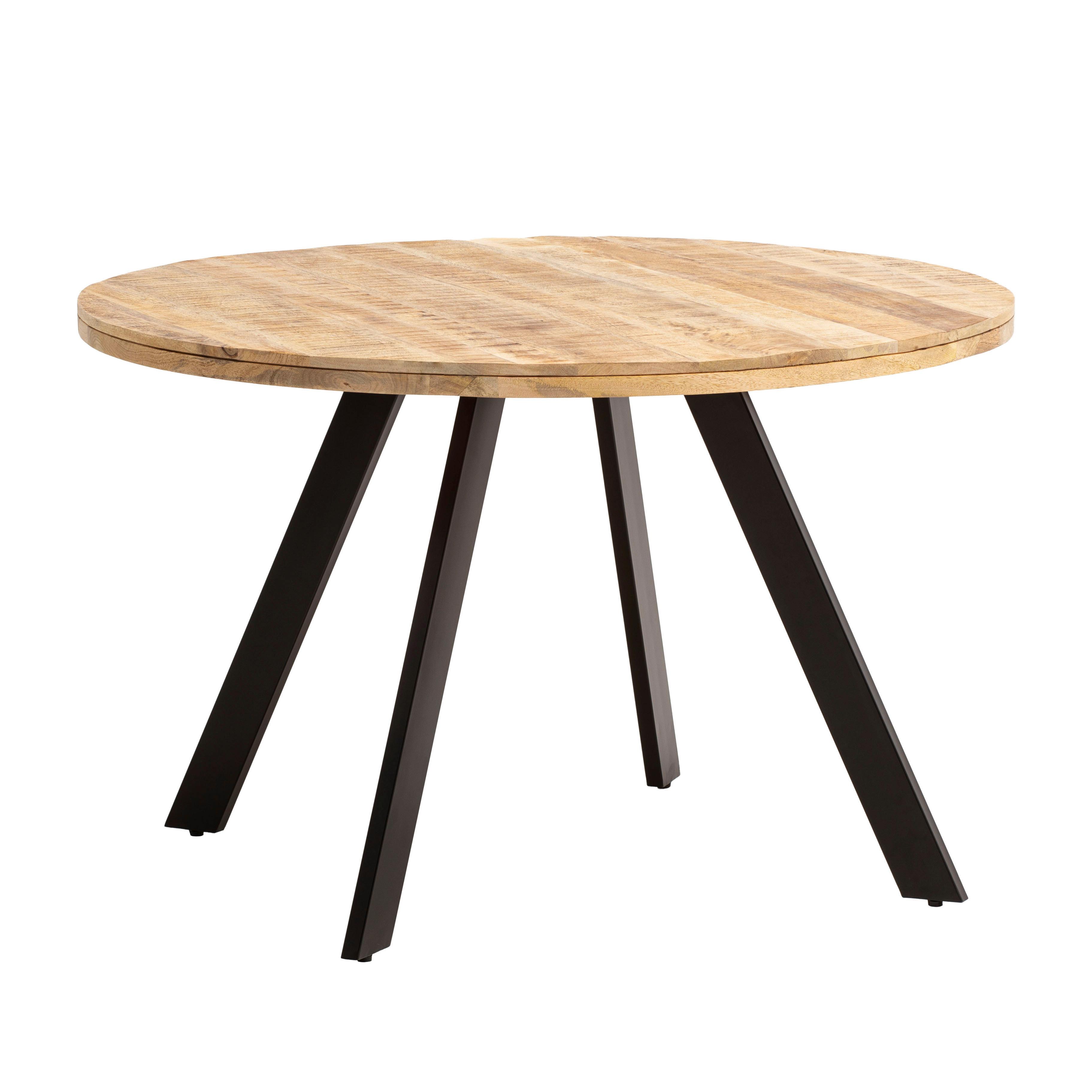ESSTISCH Braun L: 120 cm - Schwarz/Braun, Design, Holz/Metall (120/120/76cm) - MID.YOU