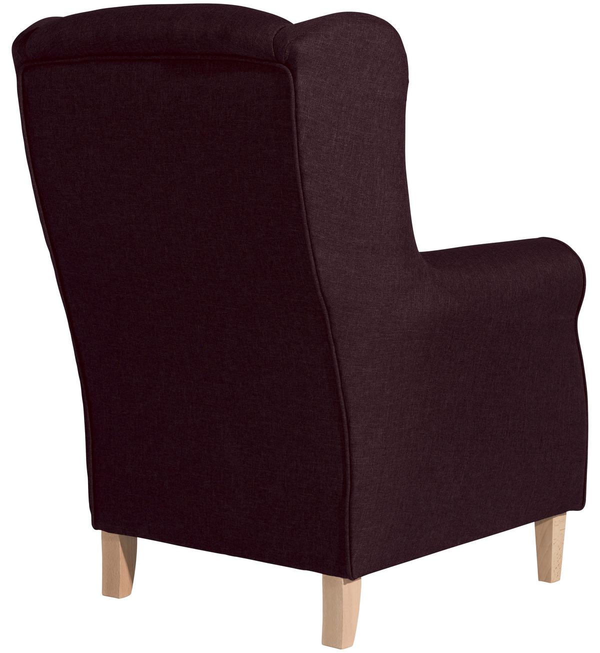Ohrensessel Lorris - Buchefarben/Dunkelrot, Design, Textil (77/103/86cm) - Max Winzer