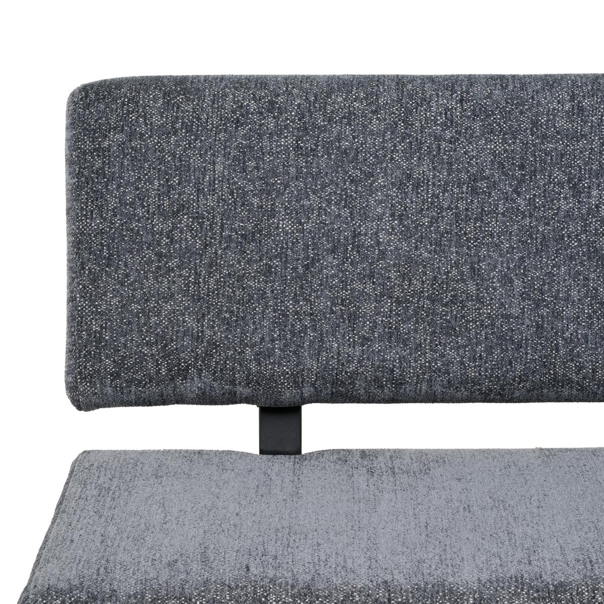 Eckbank Chios Leinenoptik Grau, S: 150x190cm - Dunkelgrau/Schwarz, KONVENTIONELL, Textil/Metall (150/190cm) - MID.YOU